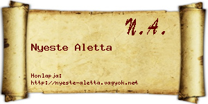 Nyeste Aletta névjegykártya